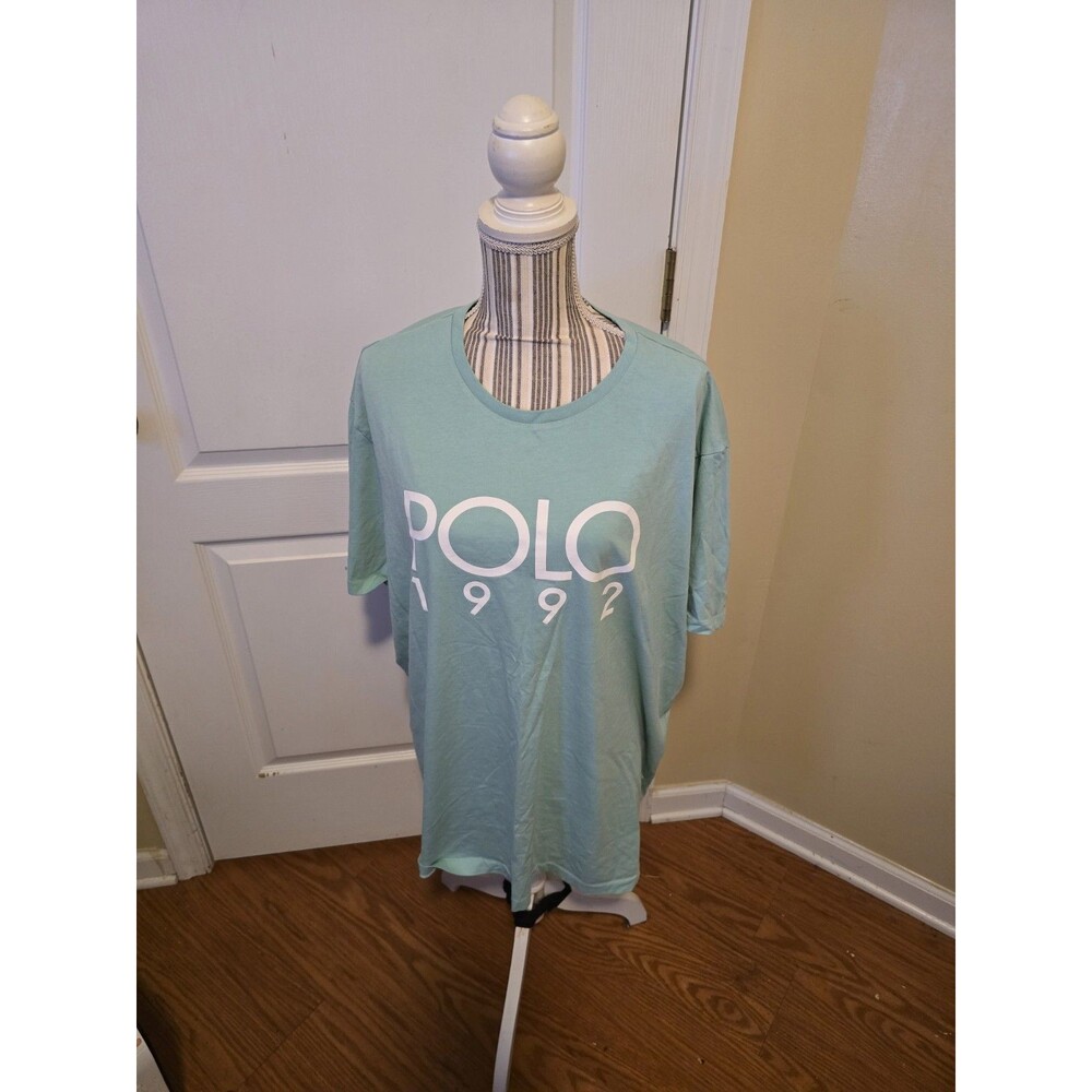 Ralph Lauren POLO 1992 T-Shirt Men Seafoam Green White Spellout Big & Tall XXL